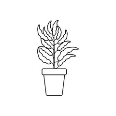 foliage leaves pot plants line style icon