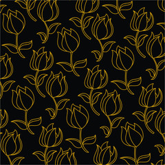 Fototapeta na wymiar Seamless vector pattern with flowers on silver background,gold floral print