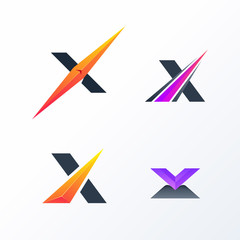 colorful X logo design set