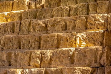 Detail of the stairs full of drawings of the temples of Copan Ruinas. Honduras