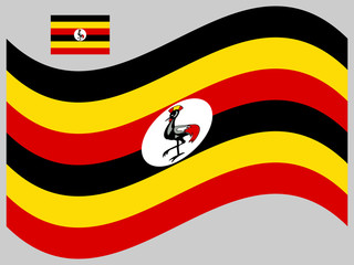Wave Flag of Uganda Vector illustration eps 10