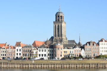 Fototapeta premium the city of Deventer near the river IJssel with tower of church