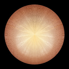 Abstract orange planet covered with water drops.