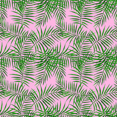 Palm leaves watercolor seamless pattern.