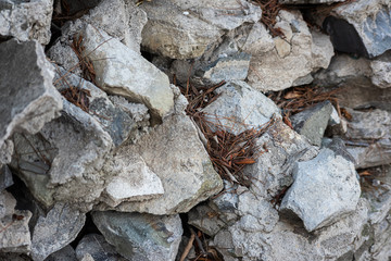 Pile of old stones is close