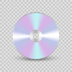 CD or DVD compact disc. Realistic vector compact disk. Music vector CD template