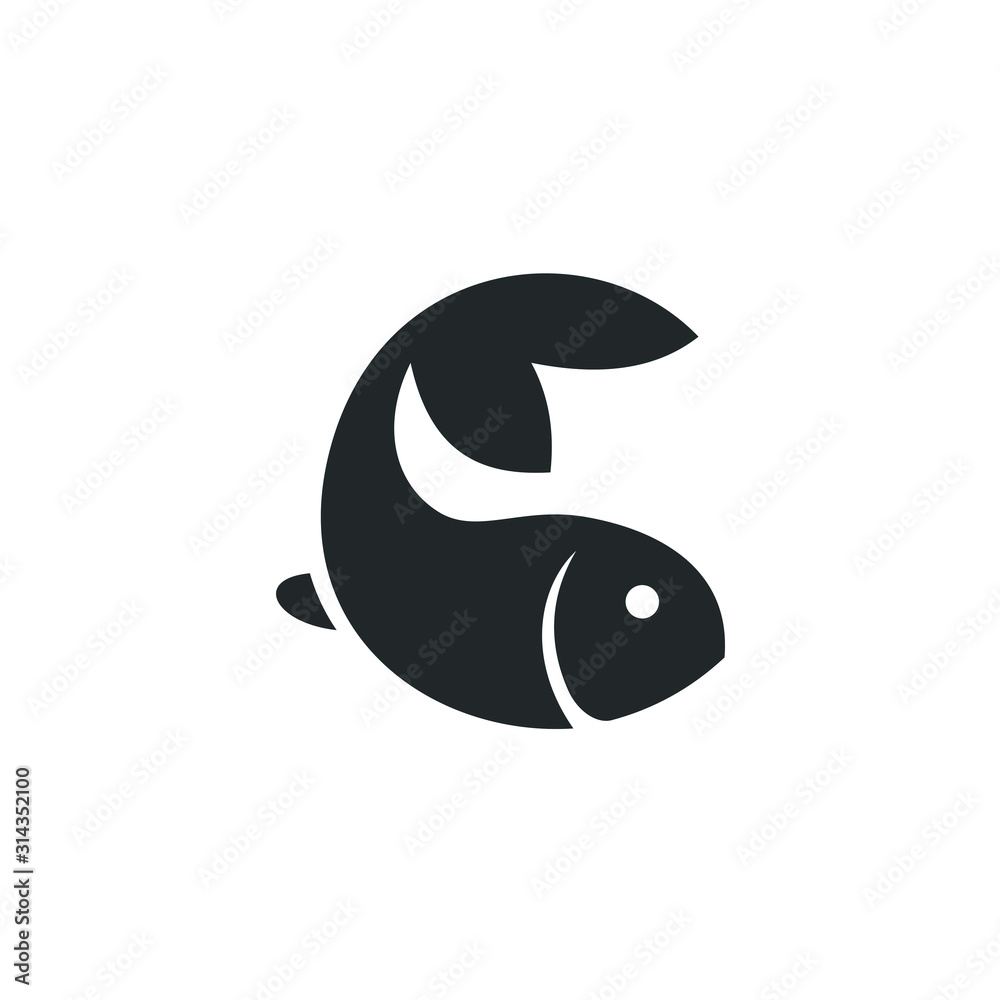 Poster Fish icon template color editable. Fish symbol vector sign isolated on white background illustration for graphic and web design.
