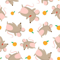 Cute mouse pattern for kids in the white backdrop. Creative pattern texture for fabric, wrapping,wallpaper, apparel