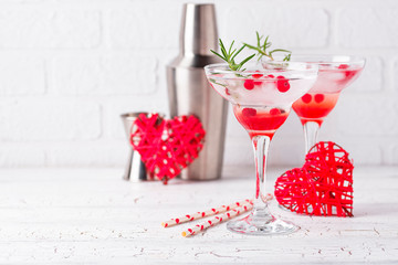 Cranberry margarita cocktail. Valentines day drink