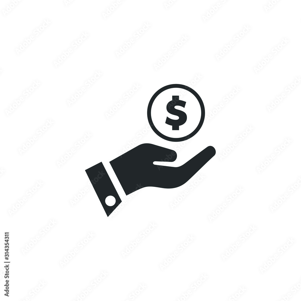 Poster earn money icon. pictograph of money on hand icon template color editable. pictograph of money on ha