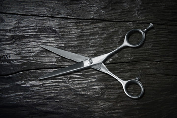 hairdressing different scissors on black