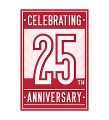 25 years logo design template. Anniversary vector and illustration.