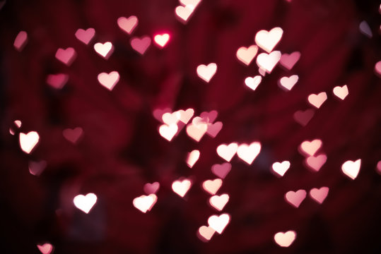 Pink Heart Bokeh Background, Love Valentine Day Concept