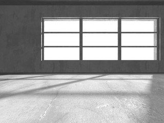 Dark concrete empty room. Modern architecture design