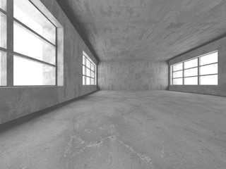 Dark concrete empty room. Modern architecture design
