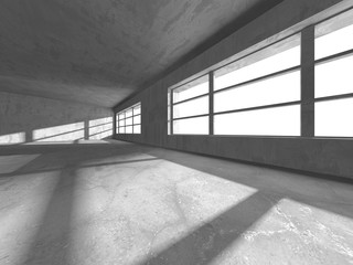 Dark concrete empty room. Modern architecture design
