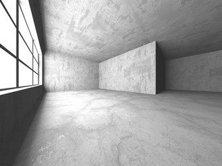 Dark concrete empty room. Modern architecture design