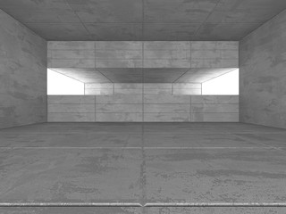 Dark concrete empty room. Modern architecture design