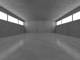 Dark concrete empty room. Modern architecture design