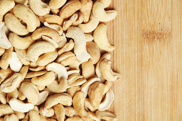 Background formed with cashew nuts