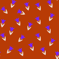 Trendy purple Wildflower tulip seamless pattern . Spring florals on  background, texture, wrapper pattern
