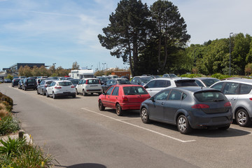 Fototapeta premium Cars parked in a parking in France