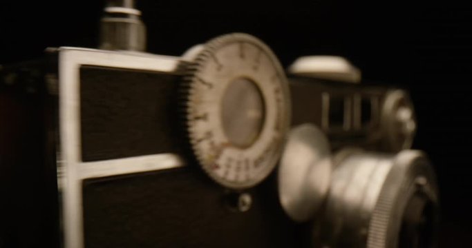 Macro, Close up shot of the retro old  photo camera, Vintage photo camera, film camera