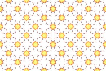 Watercolor seamless geometric pattern design illustration. Background texture. In brown, yellow, orange colors on white background.