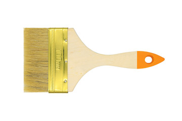 Paint brush with 100 mm wide bristles with wooden handle isolated on white background