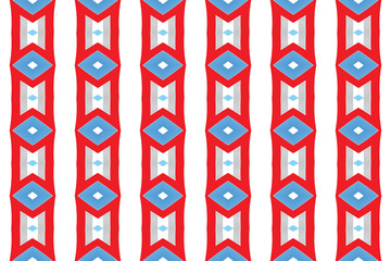 Seamless geometric pattern design illustration. Background texture. Used gradient in blue, red, grey colors on white background.