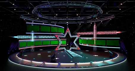 Virtual TV Studio Entertainment 4  Virtual sets that are required for any modern show for TV channels.  Format: UHD - 4096x2160  Click on the username to see our other products.  Enjoy.