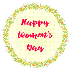 Obraz premium Beautiful illustration with international women's day. International women's day in vintage style. 8 march. Floral wedding card. Romantic postcard. Vector design template. Greeting card.