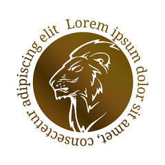 Vector template for emblem, logo or stamp depicting the profile of a lion inscribed in a circle
