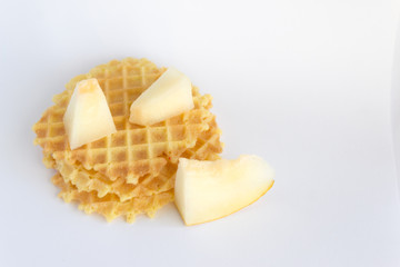 Thin Belgian waffles with melon, taste concept