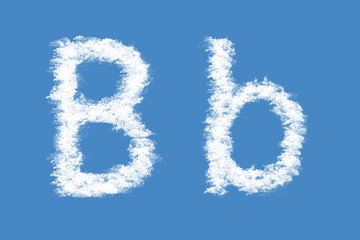 Letter B from real clouds shapes. Cloud alphabet.