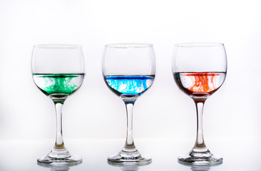 Color Dropped in Wine Glasses