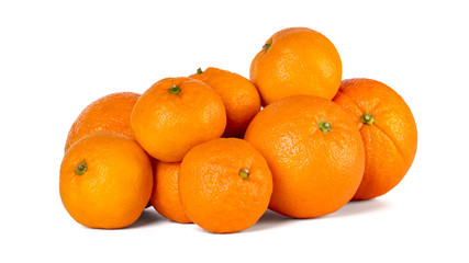 Orange and mandarin or tangerine fruit isolated on white background.