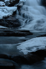 Waterfall flows into the river