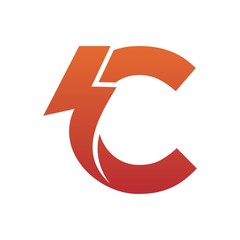Letter C thunder power shape logo icon. Electrical Icon logo concept.	