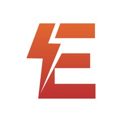 Letter E thunder power shape logo icon. Electrical Icon logo concept.	