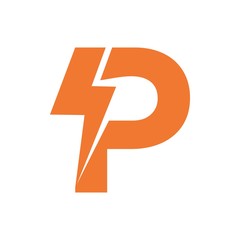 Fototapeta premium Letter P thunder power shape logo icon. Electrical Icon logo concept. 