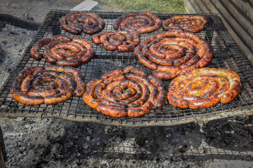 Barbecue, grilled sausages , traditional argentine cuisine