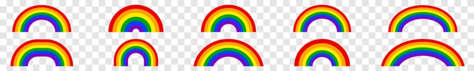 Rainbow Icon Colors | Rainbows | Peace Symbol | Weather Logo | Happy Sign | Isolated Transparent | Variations