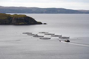 Fishing aquaculture on the Isle of Skye in Scotland