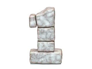 Rock masonry font Number 1 ONE 3D