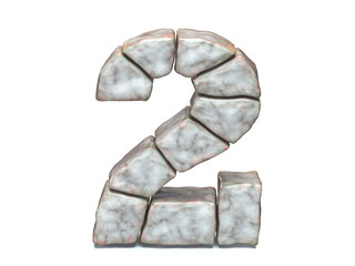 Rock masonry font Number 2 TWO 3D