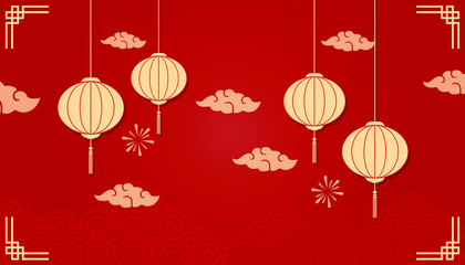 Chinese New Year 2020 year of the mouse. sign for greetings card, flyers, invitation, posters, brochure, banners, calendar. Flat style design. traditional red greeting card illustration with tra