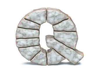 Rock masonry font letter Q 3D