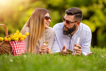 Happy young couple enjoying on vacation