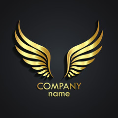 3d golden metal wings logo design © zsschreiner